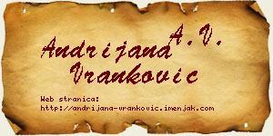 Andrijana Vranković vizit kartica